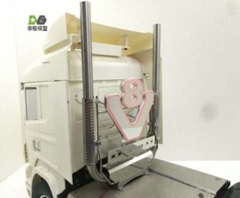 Exhaust Stack with lit RED V8 logo